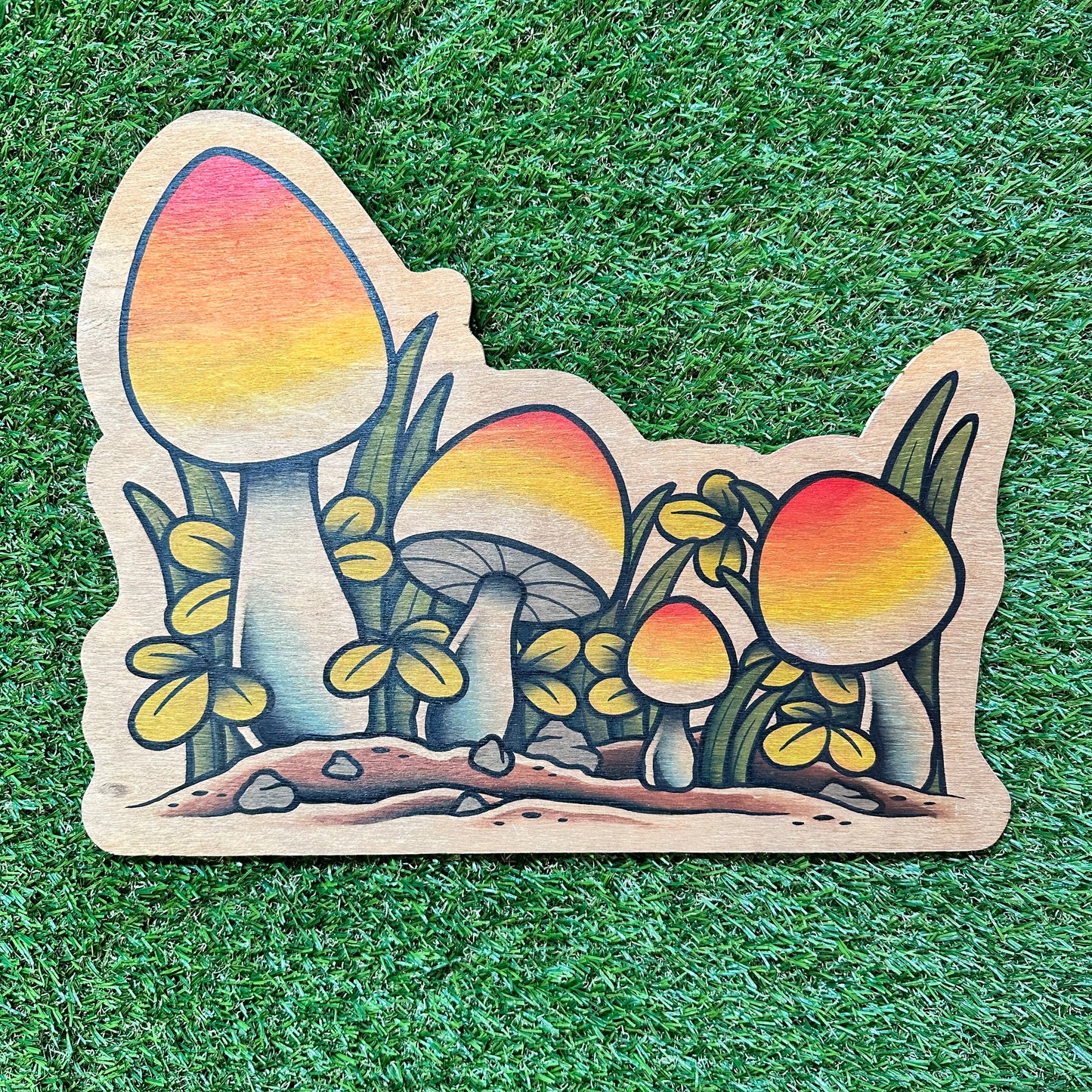 Original Painting - Mushrooms on Wood